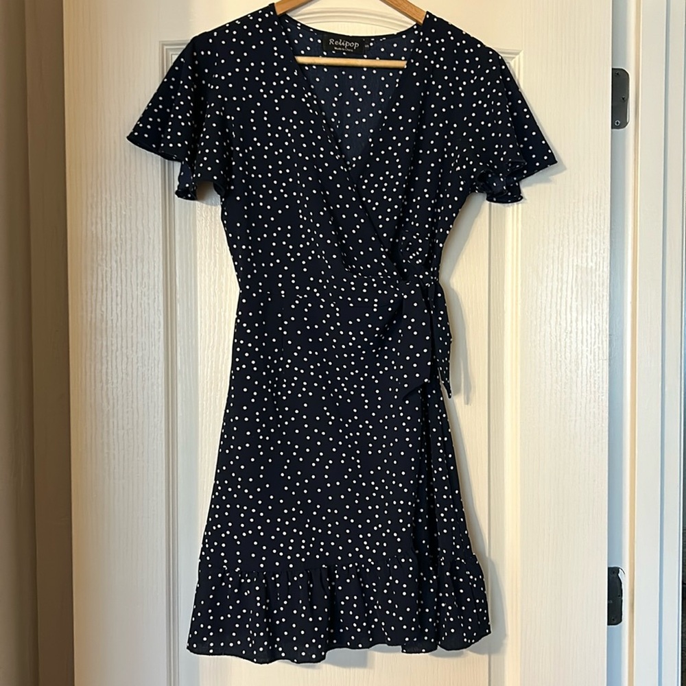 Relipop Navy & White Polka Dot Dress
